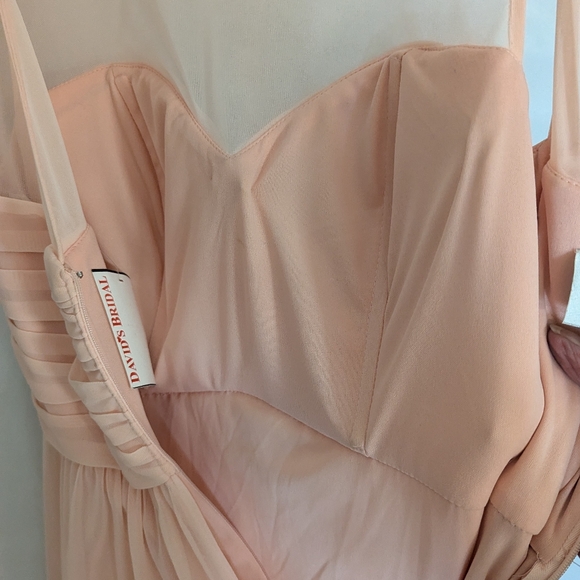 David's Bridal NEW long illusion mesh gown sz 8 pink peachy color - Picture 6 of 13